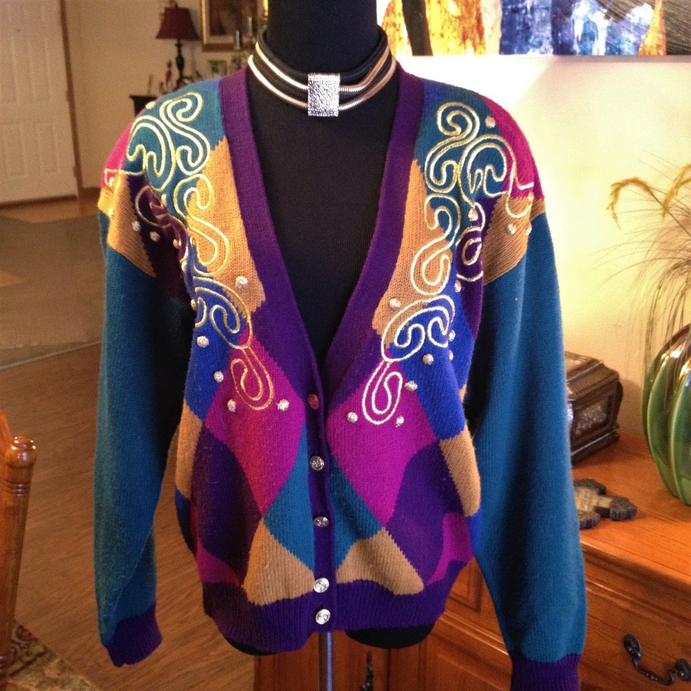 Vintage Retro Lucia festive retro cardigan sweater - Picture 3 of 8